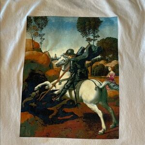 Voilier collection Cream Graphic Tee with Saint George Print on back. XL.